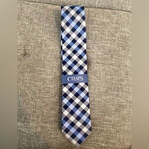 Chaps Blue and White Checkered Tie
